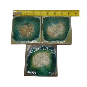 Coasters Geode Crackle Set of 3 Made in USA 4 Inches Square